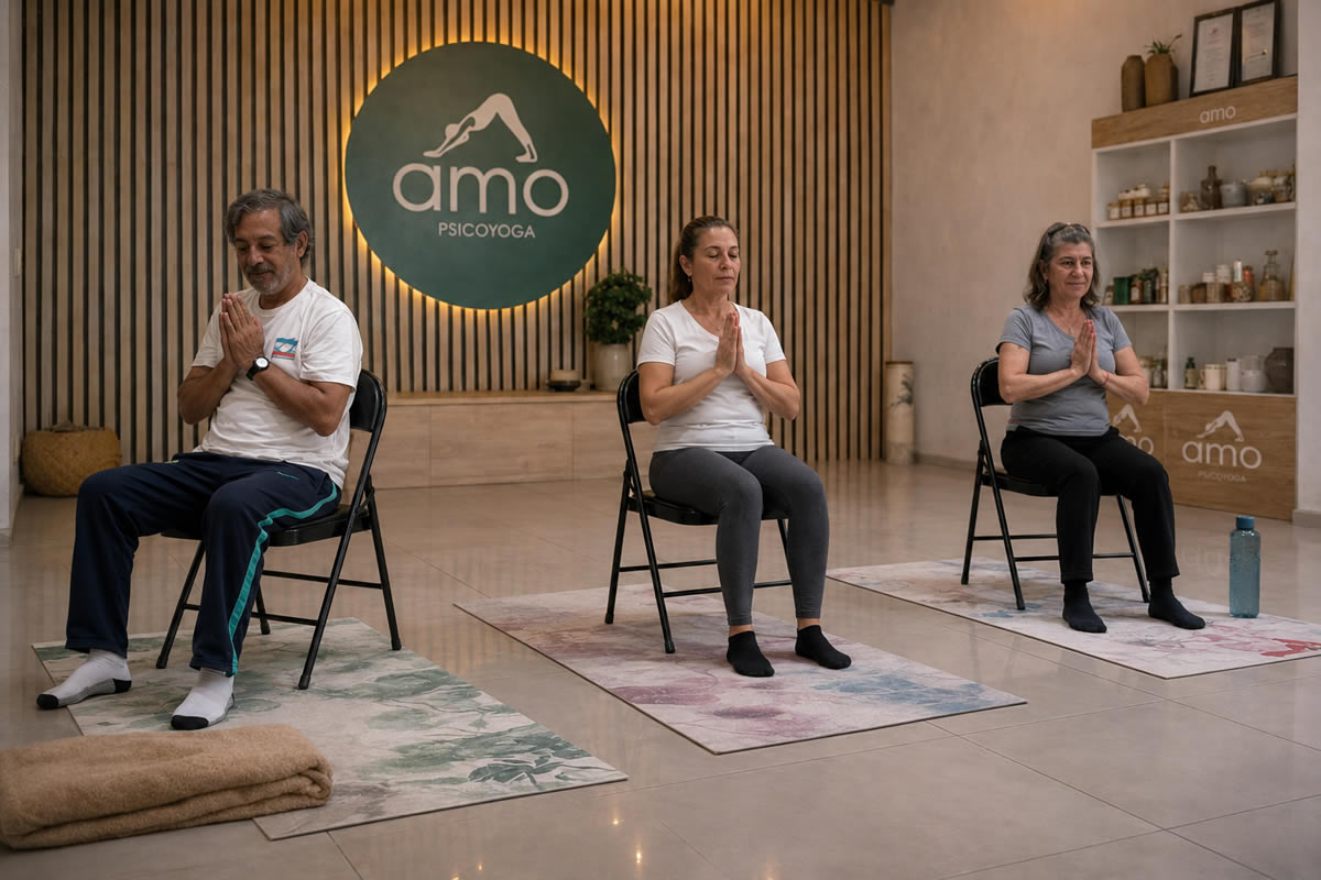 Beneficios del yoga en silla en Amo Psicoyoga